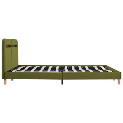 vidaXL Cadre de lit avec LED sans matelas vert tissu 160x200 cm