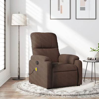 vidaXL Fauteuil inclinable de massage marron tissu microfibre