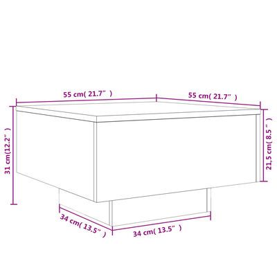 vidaXL Table basse sonoma gris 55x55x31 cm bois d'ingénierie