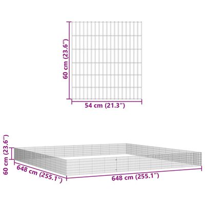 vidaXL Enclos pour animaux en liberté 48panneaux 54x60cm fer galvanisé