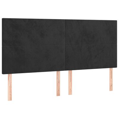 vidaXL Tête de lit à LED Noir 200x5x118/128 cm Velours