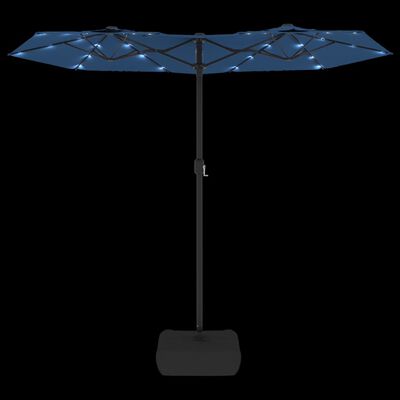 vidaXL Parasol de jardin à double tête avec LED bleu azuré 316x240 cm