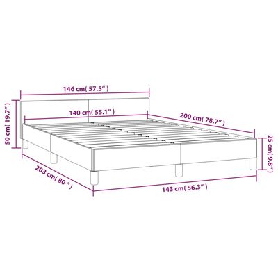 vidaXL Cadre de lit avec tête de lit sans matelas cappuccino 140x200cm