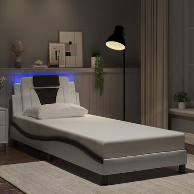 vidaXL Cadre de lit avec lumières LED blanc noir 80x200 cm similicuir