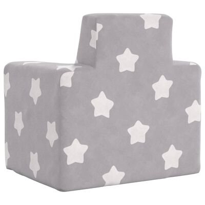 vidaXL Canapé pour enfants Gris clair avec étoiles Peluche douce