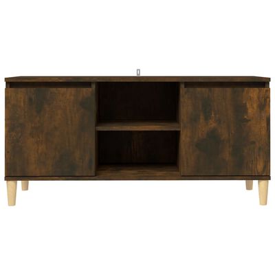 vidaXL Meuble TV avec pieds en bois solide Chêne fumé 103,5x35x50 cm