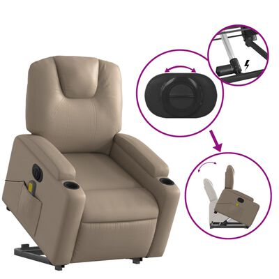 vidaXL Fauteuil inclinable de massage électrique cappuccino similicuir