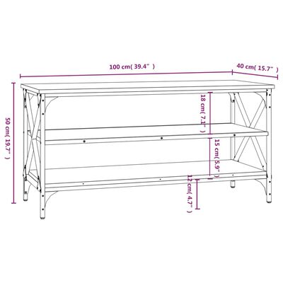 vidaXL Meuble TV Chêne fumé 100x40x50 cm Bois d'ingénierie