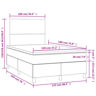 vidaXL Sommier à lattes de lit matelas LED blanc 120x190 cm similicuir