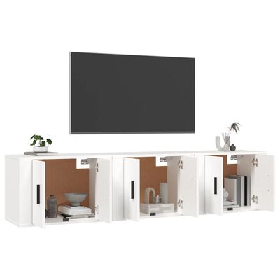 vidaXL Meubles TV muraux 3 pcs blanc 57x34,5x40 cm