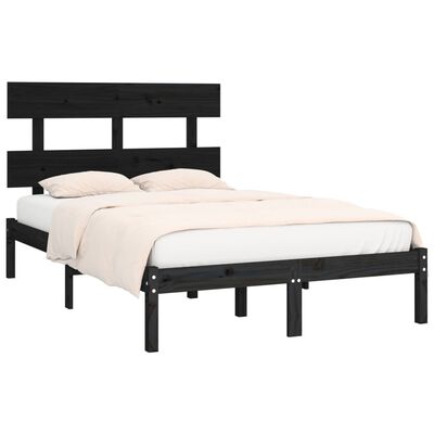 vidaXL Cadre de lit sans matelas noir 140x190 cm bois massif