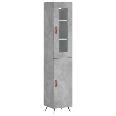 vidaXL Buffet haut Gris béton 34,5x34x180 cm Bois d'ingénierie