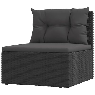 vidaXL Salon de jardin 10 pcs avec coussins noir résine tressée