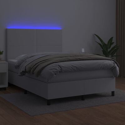vidaXL Sommier à lattes de lit avec matelas et LED Blanc 140x190 cm