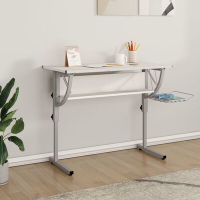 vidaXL Bureau d'artisanat blanc et gris 110x53x(58-87) cm