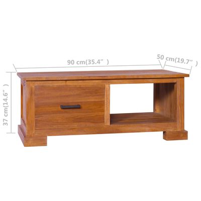 vidaXL Meuble TV 90x50x37 cm Bois de teck massif