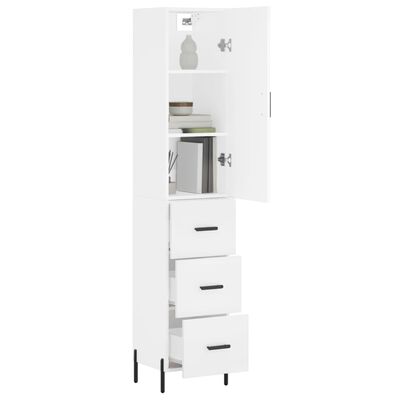 vidaXL Buffet haut Blanc 34,5x34x180 cm Bois d'ingénierie