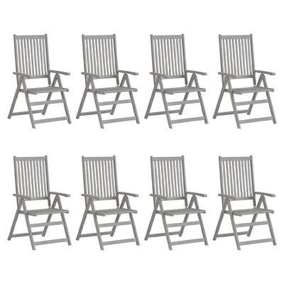 vidaXL Chaises inclinables de jardin et coussins lot de 8 Gris Acacia