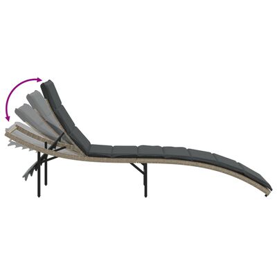 vidaXL Chaise longue et coussin gris clair 55x199x50 cm résine tressée