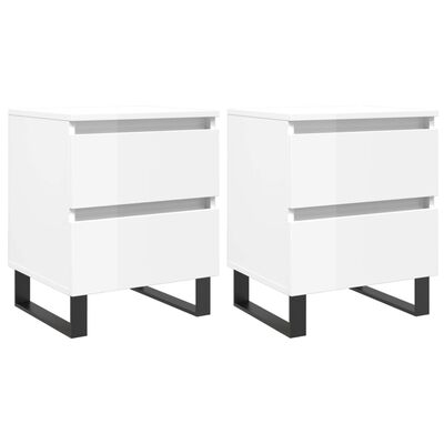 vidaXL Tables de chevet 2 pcs blanc brillant 40x35x50 cm