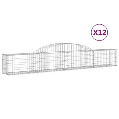 vidaXL Paniers à gabions arqués 12 pcs 300x30x40/60 cm fer galvanisé