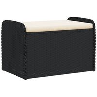 vidaXL Banc de rangement avec coussin noir 80x51x52 cm résine tressée