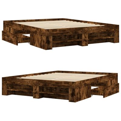 vidaXL Cadre de lit sans matelas chêne fumé 160x200 cm bois ingénierie