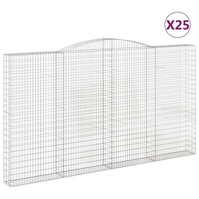 vidaXL Paniers à gabions arqués 25 pcs 400x30x220/240 cm Fer galvanisé