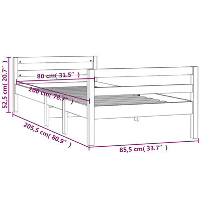 vidaXL Cadre de lit sans matelas 80x200 cm bois massif de pin