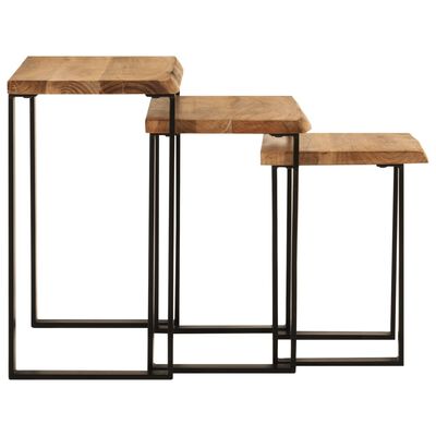 vidaXL Tables gigognes 3 pcs avec bord vivant bois massif d'acacia