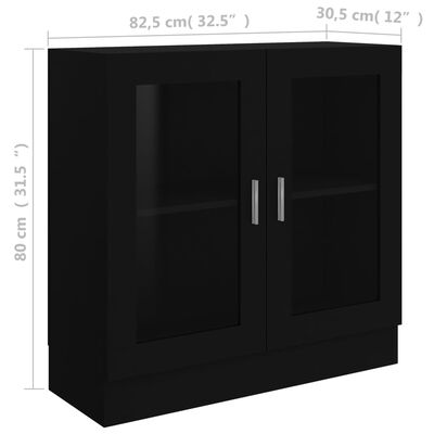 vidaXL Armoire à vitrine noir 82,5x30,5x80 cm Bois d'ingénierie