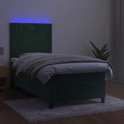 vidaXL Sommier à lattes de lit matelas LED Vert foncé 90x190cm Velours