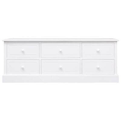 vidaXL Meuble TV Blanc 108x30x40 cm Bois de Paulownia solide