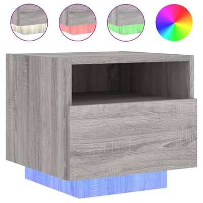 vidaXL Table de chevet avec lumières LED sonoma gris 40x39x37 cm