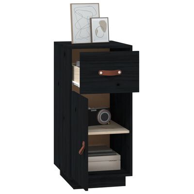 vidaXL Buffet Noir 34x40x75 cm Bois massif de pin