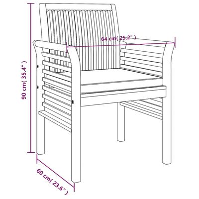 vidaXL Ensemble à manger d'extérieur 5 pcs et coussins Acacia solide