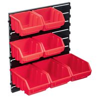 vidaXL Kit de bacs de stockage avec panneau mural 8 pcs Rouge et noir