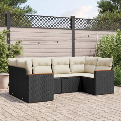 vidaXL Salon de jardin 6 pcs avec coussins noir résine tressée