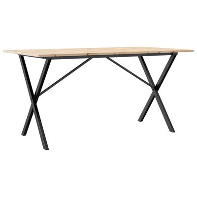 vidaXL Table à manger cadre en X 160x80x75 cm bois de pin massif fonte