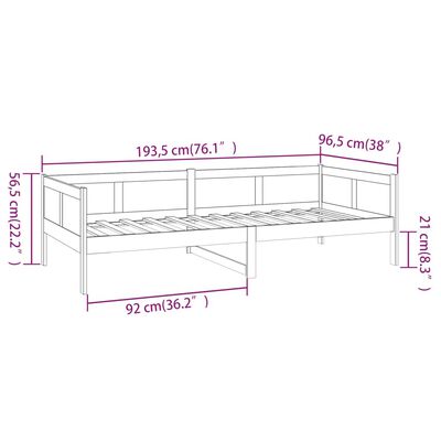 vidaXL Lit de jour sans matelas noir bois de pin massif 90x190 cm