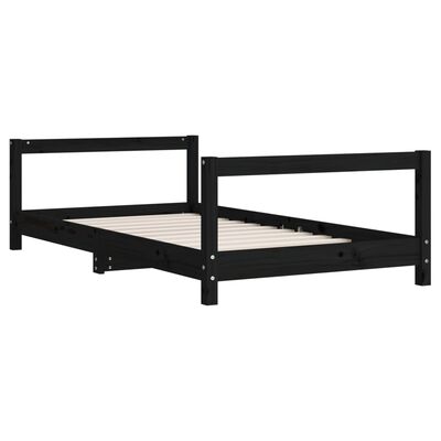 vidaXL Cadre de lit pour enfant noir 80x160 cm bois de pin massif