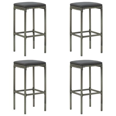 vidaXL Meuble de bar de jardin 5 pcs et coussins Résine tressée Gris