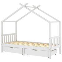 vidaXL Cadre de lit enfant avec tiroirs blanc pin massif 90x200 cm