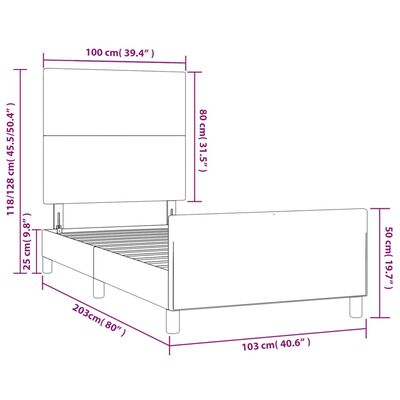 vidaXL Cadre de lit avec tête de lit Blanc 100x200 cm Similicuir