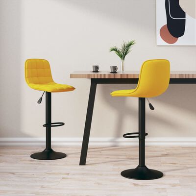 vidaXL Tabourets de bar lot de 2 Jaune Velours