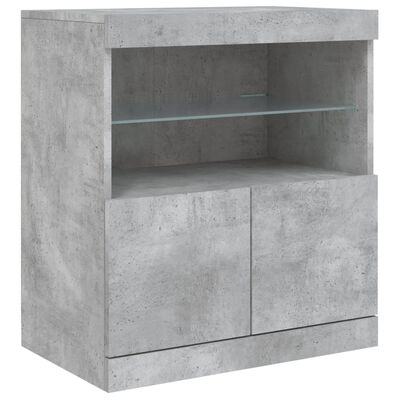 vidaXL Buffet avec lumières LED gris béton 283x37x67 cm