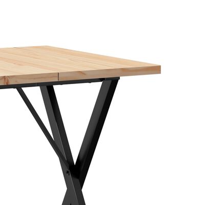 vidaXL Table à manger cadre en X 70x70x75,5cm bois de pin massif fonte