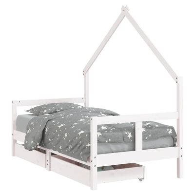 vidaXL Cadre de lit pour enfant tiroirs blanc 80x160cm bois pin massif