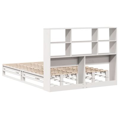 vidaXL Lit bibliothèque sans matelas blanc 120x190 cm bois massif