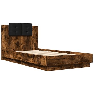 vidaXL Cadre de lit tête de lit chêne fumé 90x190 cm bois ingénierie